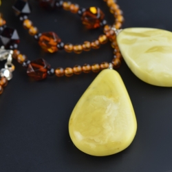 Long amber necklace with mix beads